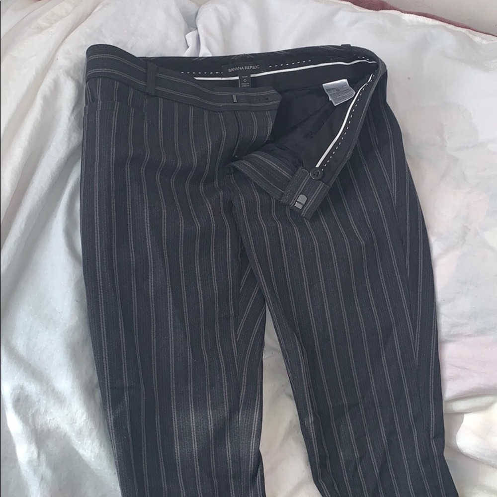 Banana Republic Black and Grey Striped Pants